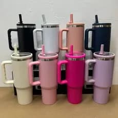 Copo Térmico Aço Inoxidável 1200ML Com Alça  Tumbl Com Canudo P/ Academia Trabalho Caminhada