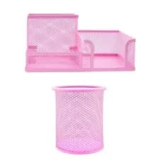 Kit Porta Caneta Lápis e Porta Treco Organizador De Mesa de Metal Escritório