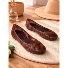 Sapatilha Feminina Casual Confortável PVC Cristal Sandália Boneca Plástica Macia para Trabalho Passeio Dia a Dia