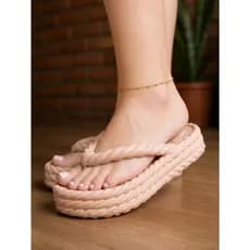 Chinelo Tamanco Feminino Corda Flatform Nuvem Tendência Você Mais Alta Piscina Verão Praia 2026