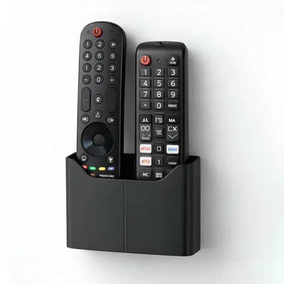 Suporte De Parede Porta 2 Controles Remoto Ar Home Tv Preto