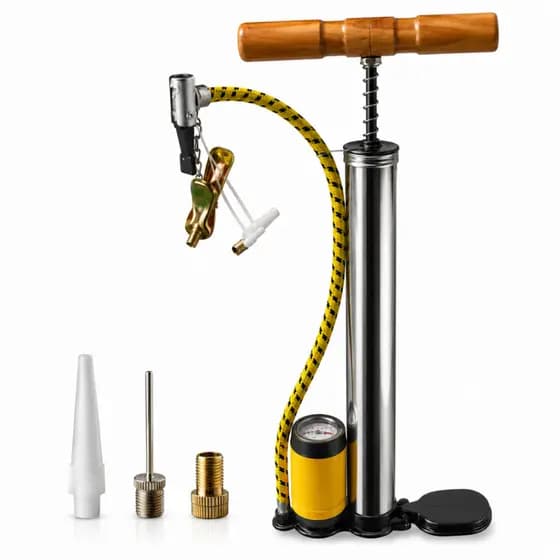 Bomba de Ar Manual com Manômetro Bicicleta Moto Bola Colchão Alta Pressão 140 PSI Universal