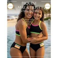 Biquíni Mãe e Filha Tal Mãe Tal Filha Moda Praia Feminino e Infantil UV50+ Confortável Forrado Bojo Verão Modelo Lavínia