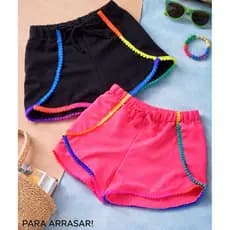 Short | Shorts | Short Infantil Menina | Short Infantil | Short de Praia | Short Saída de Praia | Shortinho | Pompom