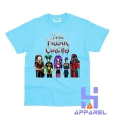 As camisetas de manga curta para meninos e meninas da Freak Circus Pierrot são soltas e respiráveis.