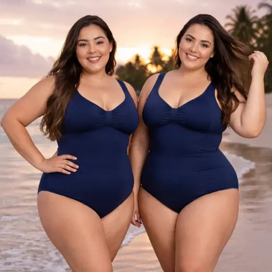 Maiô Plus Size Feminino Com Sustentação Alta Modelador Cintura Hidroginástica Plus Size Praia Verão