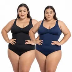 Maiô Hidroginástica Plus Size Feminino Macaquinho Esportivo Modelador Elástico Piscina Verão Forro