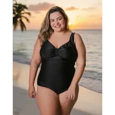 Maiô Plus Size Estampado Tropical Modelador Alta Sustentação Alças Reforçadas Bojo Feminino