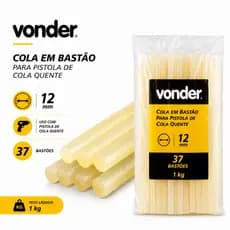 Bastão Cola Quente Silicone Grosso 12mm  para pistola 1kg 36pçs  - Vonder