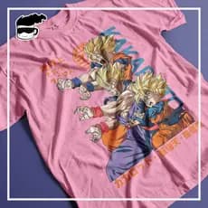 Camisa Dragon Ball Z Familia Kakaroto Unissex Camiseta Anime Rosa