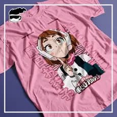 Camisa Uraraka My Hero Academia Unissex Camiseta Anime Boku no Hero Rosa
