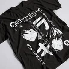 Camisa Death Note Unissex 100% Algodão Camisa Anime Light Yagami L Kira