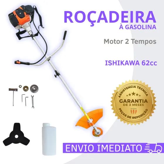 Roçadeira Aparador de Grama a Gasolina 62cc 3hp Super Potente