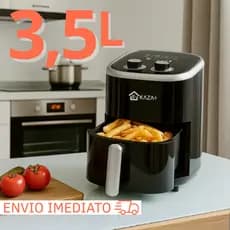 Air Fryer 3,5L Fritadeira Elétrica Sem Óleo 1200W 220V Preta Multiuso Cozinha Kaza+ Potente Prática