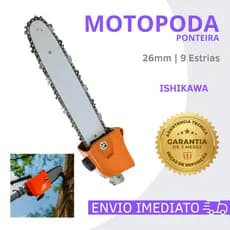 Ponteira Motopoda Adaptador Roçadeira Com Sabre e Corrente 26mm 9 Estrias
