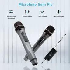 COIBEU Microfones Dinâmico Sem Fio Duplo Profissional Recarregável Uhf