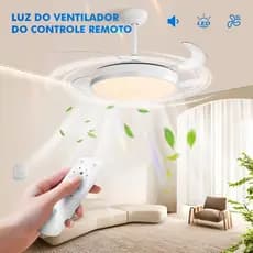 Ventilador de Teto 4 Pás Retráteis Ultra Silencioso LED Multicolor Moderno Spotline com Temporizador, Memória de Brilho