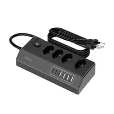 Canto Régua Filtro de Linha com 4 Tomadas Extensão Elétrica 4 USB 2 TIPE-C Bivolt 10A Cabo de 2 Metros