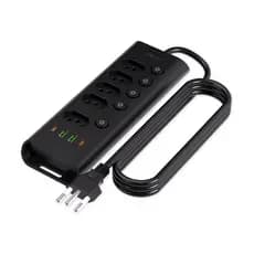 COIBEU Extensao de Tomadas Brasileira 5 Tomadas 2 USB 2 Type C 2500W 10A Bivolt Chave Individual Cabo 1 85m