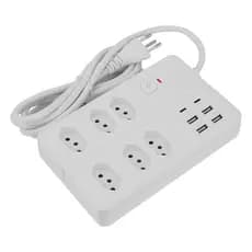 COIBEU Extensão Filtro de Linha 6 Tomadas 4 USB 2 Tipo-C Bivolt Power 2500W 10A 2 metros