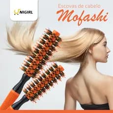 Escova Cerâmica Cerdas Mistas Javali  Nylon Laranja Cabelo Profissional   MOFASHI