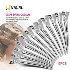 Kit 12 Presilhas Grampos Clips De Cabelo Aço Inoxidável Metal