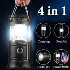 Lampião Solar Led USB Lanterna Bateria Recarregável Retrátil