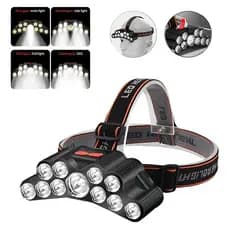 11 LED Lanterna De Farol Recarregável À Prova D'água Lâmpada De Cabeça Acessórios De Pesca Para Acampamento Ao Ar Livre