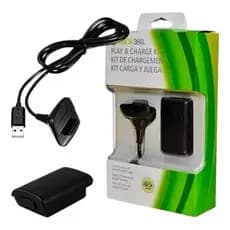 Kit Bateria Recarregável + Cabo Carregador Compatível Xbox 360 6800mAh Controle Sem Fio Alta Duração