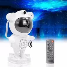 Luminária Astronauta Robo Projetor Luz Noturna Estrelas Galáxias Nebulosa Abajur Com Bluetooth