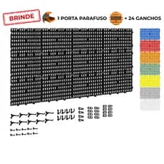 Painel Suporte Porta Ferramentas Organizador Parede Perfurado 118x52 + Brindes