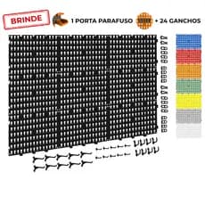 Painel Suporte Porta Ferramentas Organizador Parede Perfurado 89x52 + Brindes