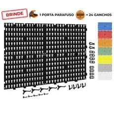 Painel Suporte Porta Ferramentas Organizador Parede Perfurado 59x35 + Brindes