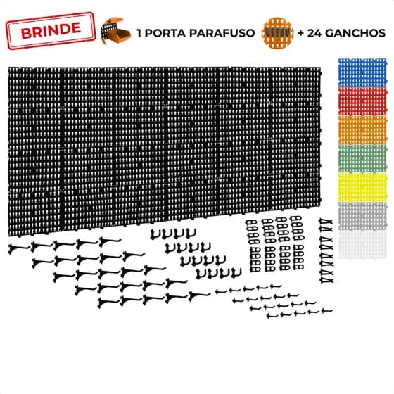 Painel Suporte Porta Ferramentas Organizador Parede Perfurado 177x69 + Brindes