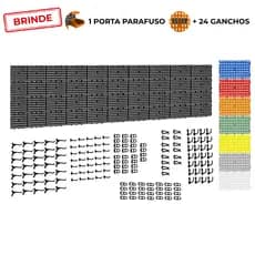 Painel Suporte Porta Ferramentas Organizador Parede Perfurado 295x69 + Brindes