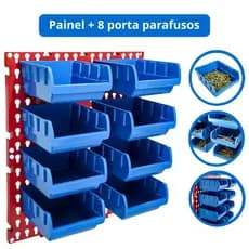 Painel Porta Parafuso 8 Caixa Organizador Gaveteiro Ferramentas