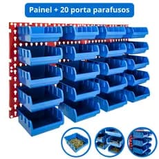Painel Porta Parafuso 20 Caixa Organizador Gaveteiro Ferramentas