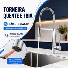 Torneira Monocomando Flexível Gourmet Cozinha Área de Lazer Churrasco Quente Frio