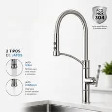 Torneira Luxuosa Gourmet Flexível Monocomando Quente/Frio Cozinha 360º Churrasqueira
