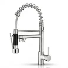 Torneira Aço Inox 304 de Cozinha Gourmet Flexível 360° 50cm Com Dupla Saída de Agua Aço Inox Resistente Cromada