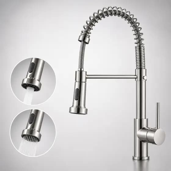 Torneira Gourmet Aço Inox 304 Luxo Monocomando Quente/Fria Cozinha Bancada Cromada Bica Alta