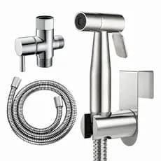 Ducha Higiênica Metalizada Escovada Metal Resistente Para Banheiro/Lavabo Completa