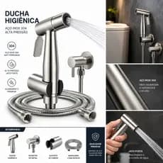 Ducha Higiênica Aço Inox Escovado 100% Metal Anti-Ferrugem Econômica Spray  Forte Banheiro/Lavabo