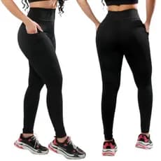 Calça Legging Fitness Feminina Lisa Com Bolsos Nas Laterais Leg Feminino Para Academia Dia Dia
