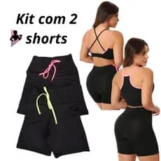 Kit Com 2 Shorts Legging Feminino Esportivo Para Academia Bermuda Confortável Feminina