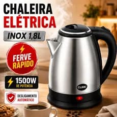 Chaleira Elétrica Inox 220v 1,8L 1500W Desligamento Automático Clink Base 360°