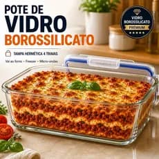 kit 10 Pote de Vidro Hermético 1040ml -Vidro Borosilicato, Vedação Hermética, Fácil de Limpar Marmita Fit Tampa 4 Travas
