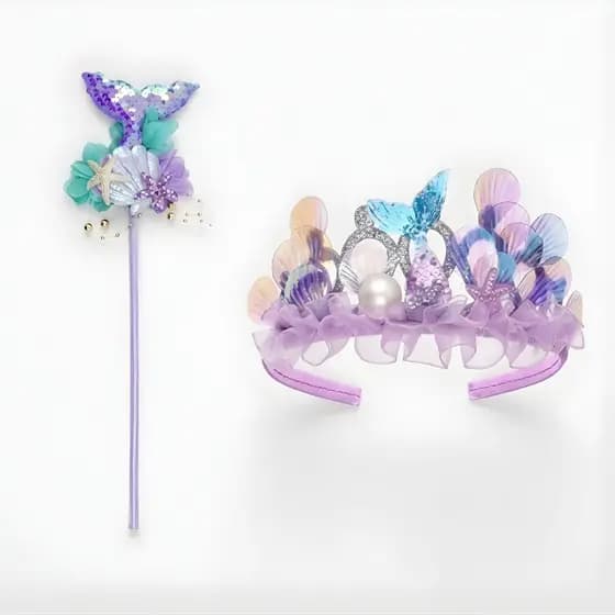 Kit Acessórios lilás Princesa com Varinha Trança Coroa E Luvas Frozen Elsa ENVIO IMEDIATO