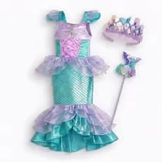Fantasia Sereia Vestido Princesa Luxo Com Kit Varinha e Tiara ENVIO IMEDIATO