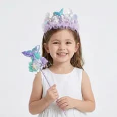 Kit Acessórios Lilás Princesa Sereia Azul com Varinha  ENVIO IMEDIATO